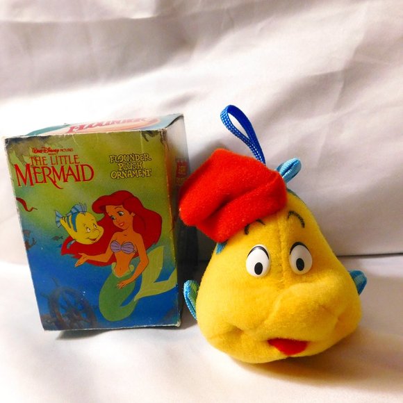 Vintage McDonald's Disney Little Mermaid Flounder Christmas Plush Ornament 1989 - Picture 1 of 11